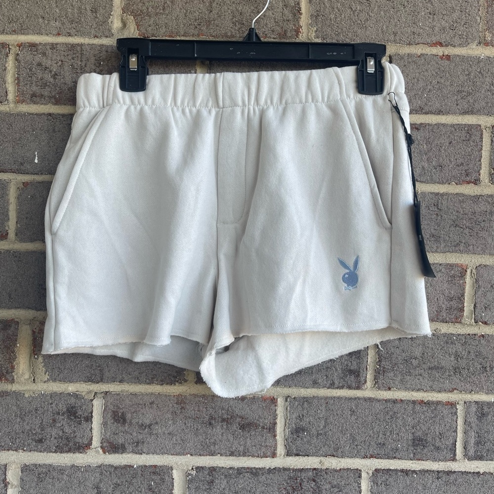pacsun grey cutoff playboy bunny sweat shorts size small NWT - Picture 2 of 5